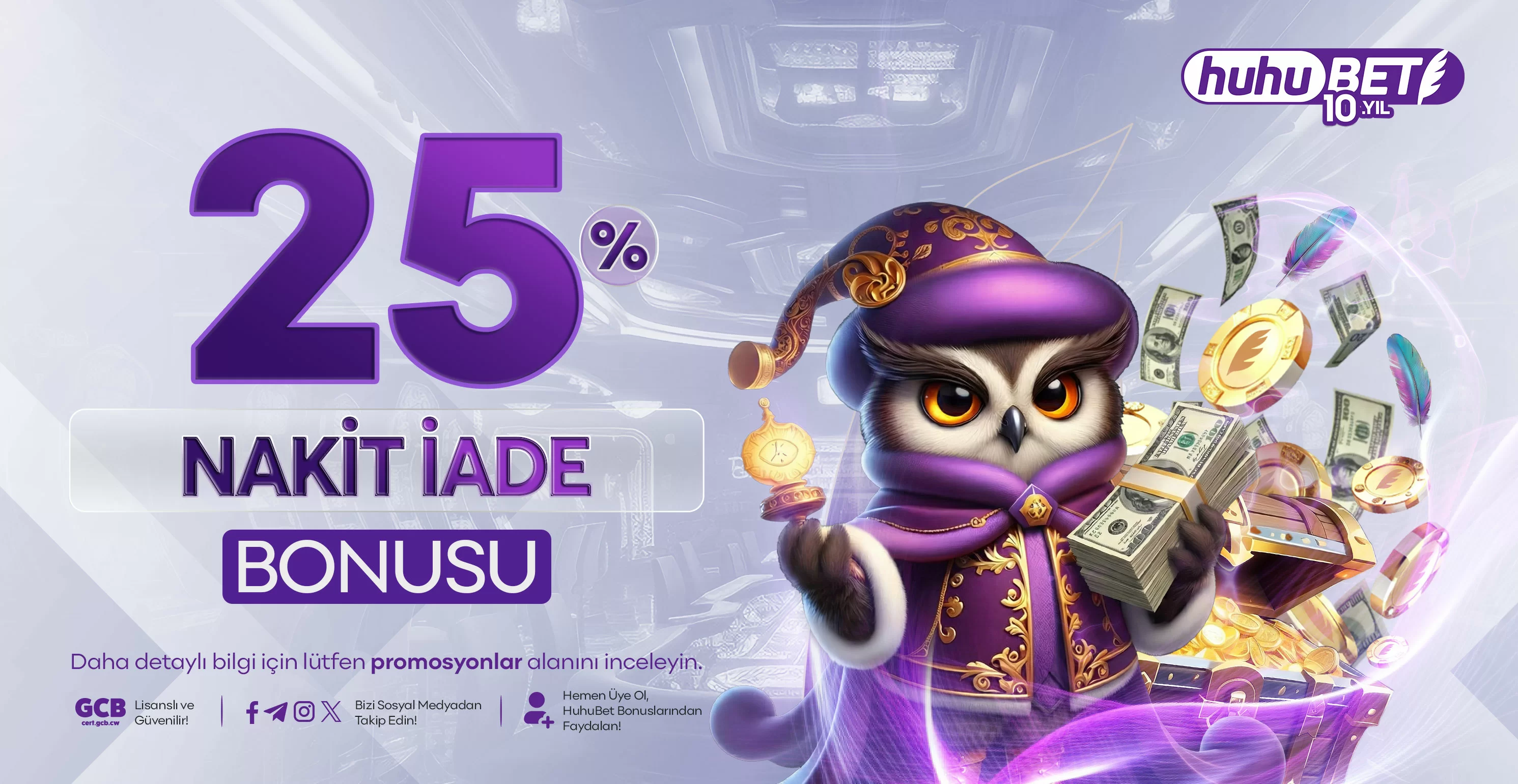HuhuBet %25 limitsiz anlık nakit iade